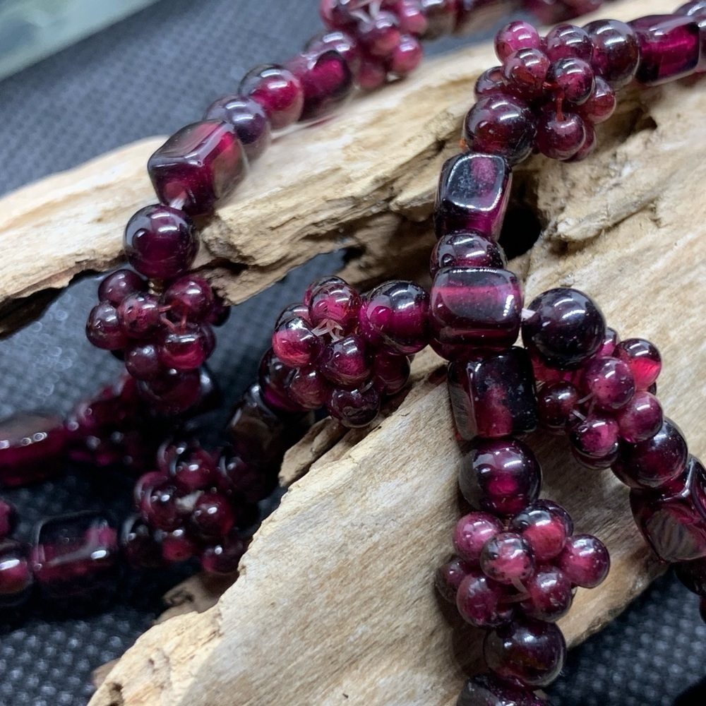 Natural Garnet Beaded Cluster Necklace/ Healing Crystal